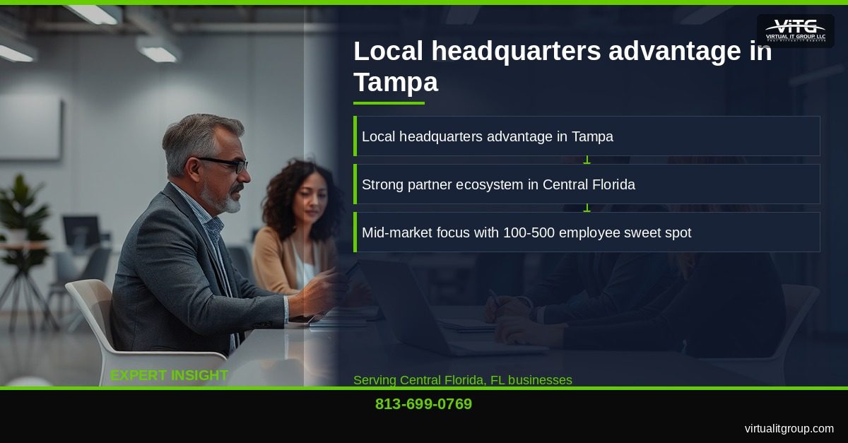 Healthcare professionals using secure tablets in a modern Central Florida medical facility